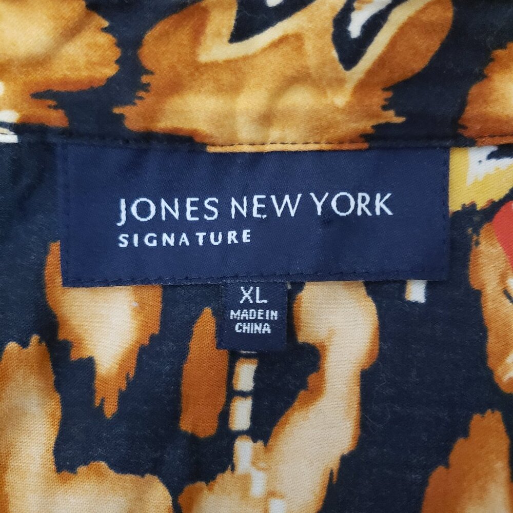 Jones New York Top XL Boho Button Front Tie Front Blouse Cotton - Picture 9 of 9